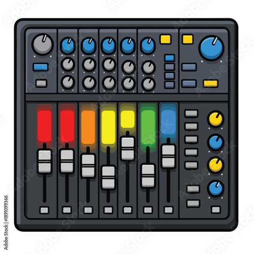 A graphic representation of an audio mixing board