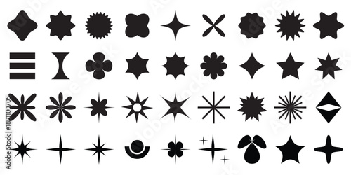 Brutalist abstract geometric shapes. Y2K Geometric design element shapes. new modernism design elements .
