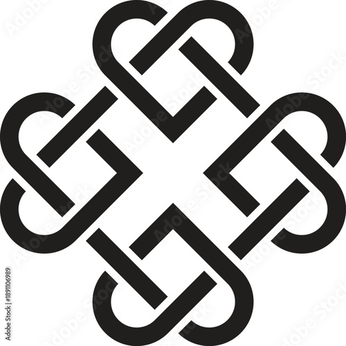 Love Celtic knot cross symbol seamless monochrome design