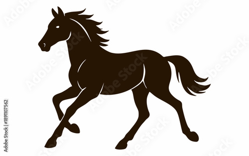 Wallpaper Mural Black and white vector illustration of a running horse. Torontodigital.ca