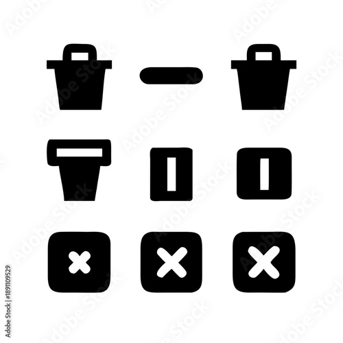 Collection of delete, close, and remove icons in black and white
