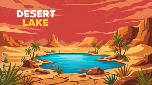 desert lake appears within an arid landscape, creating striking contrast between water and dry terrain that attracts high demand commercial and conceptual visual usage