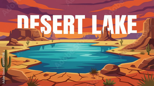 desert lake appears within an arid landscape, creating striking contrast between water and dry terrain that attracts high demand commercial and conceptual visual usage
