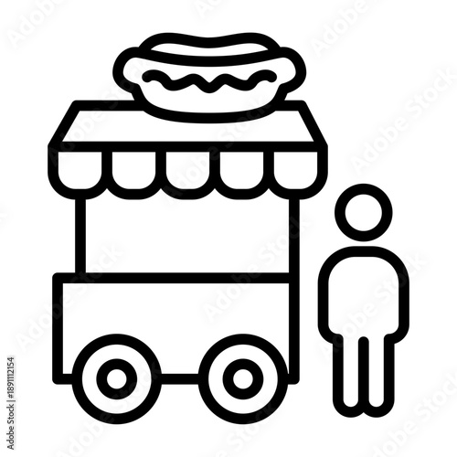 Hot Dog Stall Vector Icon