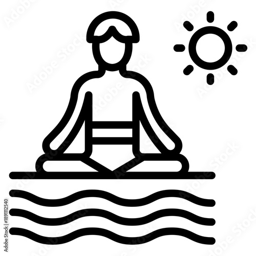 Beach Yoga Vector Icon