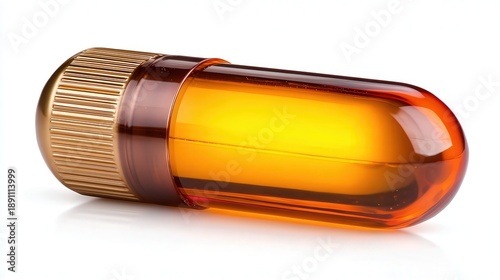 Wallpaper Mural A vibrant amber capsule with a textured golden cap can symbolize health and wellness, It is ideal for pharmaceutical marketing, health blogs, or product packaging designs, Torontodigital.ca