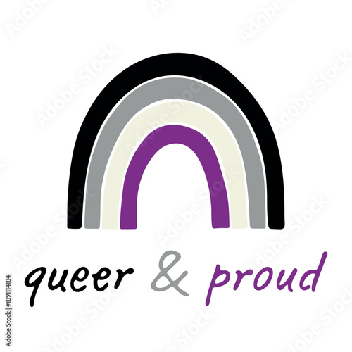 Colorful rainbow shape Asexual pride flag Happy pride day LGBTQIA community Pride Month Vector hand drawn doodle for posters, stickers, logo, cards