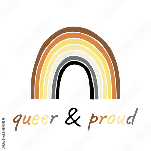 Colorful rainbow shape Bear brotherhood pride flag Happy pride day LGBTQIA community Pride Month Vector hand drawn doodle for posters, stickers, logo, cards