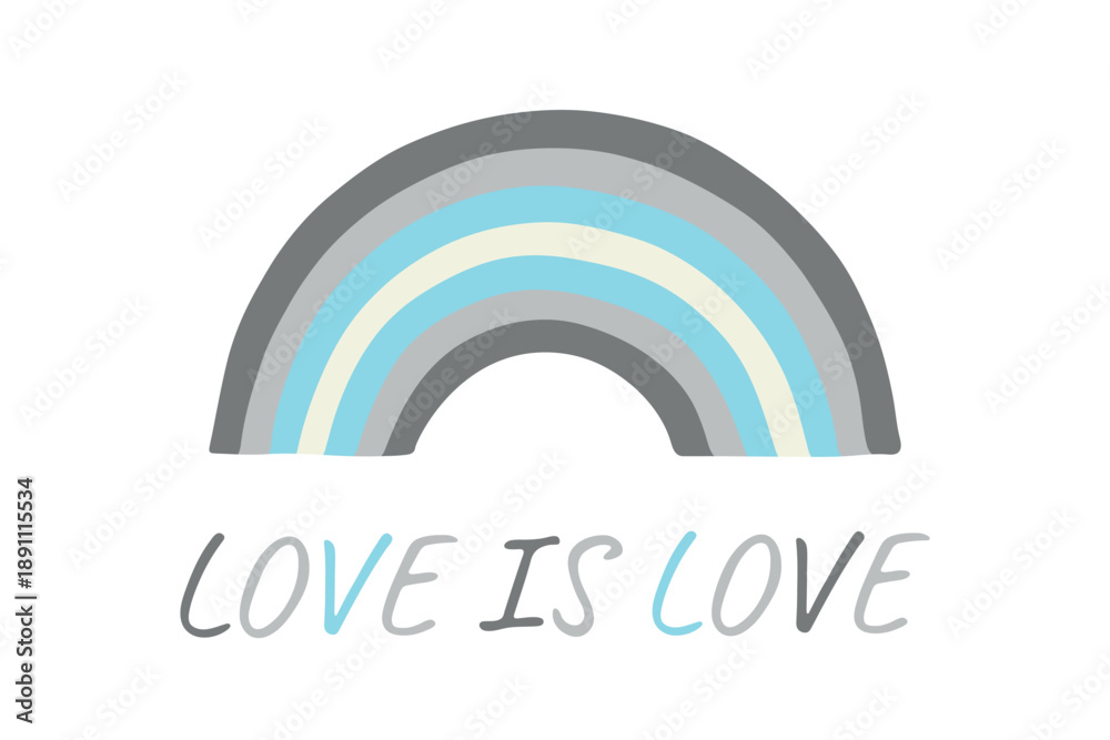 Fototapeta premium Colorful rainbow shape Demiboy pride flag Happy pride day LGBTQIA community Pride Month Vector hand drawn doodle for posters, stickers, logo, cards