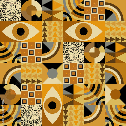 seamless pattern style of klimt and bauhaus 