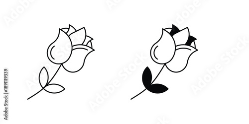 Rose  icon with white background vector stock illustration