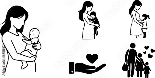 Family Motherhood Pregnancy Parenting Icon Vector Illustration