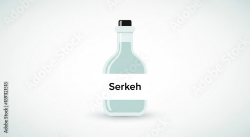 Serkeh liquid in a glass bottle with black cap on white background