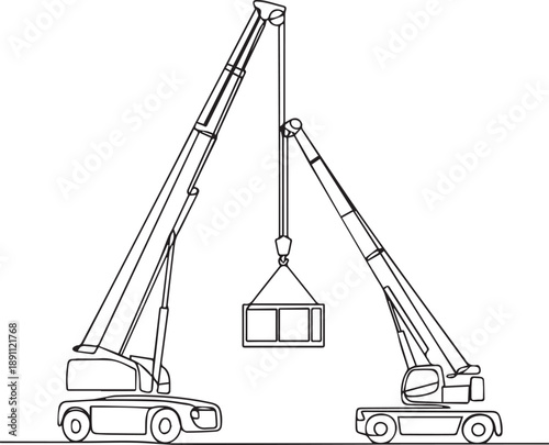 Cranes lifting container illustration