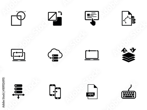 Set of Black Icons for Graphic Design and Web Development Projects