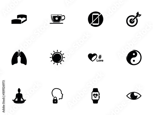 Set of Black Wellness and Mental Health Icons