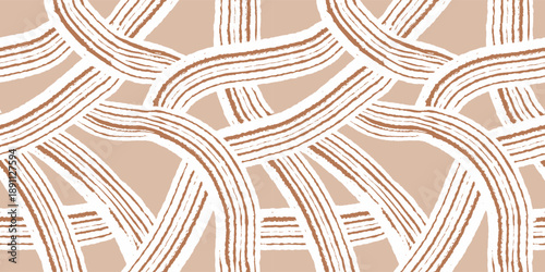 Neutral lines seamless pattern, abstract geometric home decor. Pastel beige aesthetic. Interwoven Terracotta and Beige Abstract Line Pattern. Modern organic flow