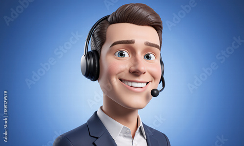 3D Animated Male Character with Headset and Microphone