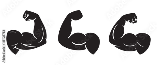 Set of Flexing Arm Muscle Silhouettes