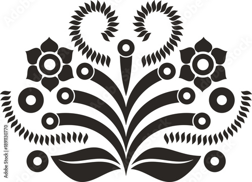 Slavic, Balkan, Bulgarian traditional decorative floral ornaments. Vector decor motifs for authentic silver jewelry, folklore costumes, damask, carpets, textile, leather, embroidery. Cultural heritage