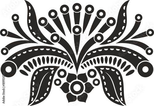 Slavic, Balkan, Bulgarian traditional decorative floral ornaments. Vector decor motifs for authentic silver jewelry, folklore costumes, damask, carpets, textile, leather, embroidery. Cultural heritage