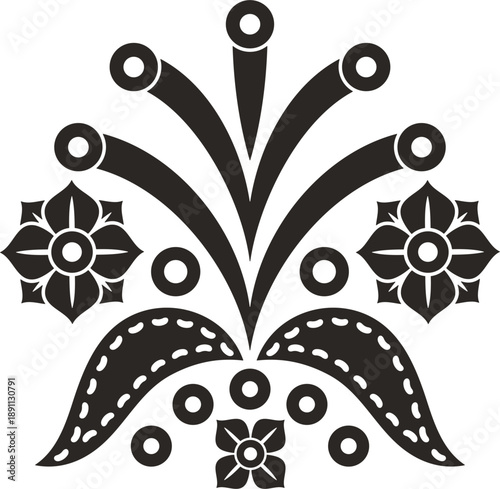 Slavic, Balkan, Bulgarian traditional decorative floral ornaments. Vector decor motifs for authentic silver jewelry, folklore costumes, damask, carpets, textile, leather, embroidery. Cultural heritage