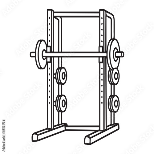 Smith Machine Gym Vector Icon – Strength Training Multipurpose Fitness Equipment Line Icon