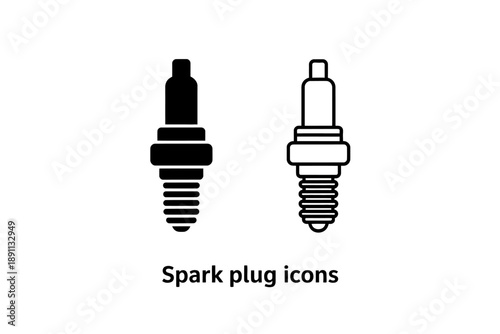 Automotive ignition component: spark plug icons in solid and outline design
