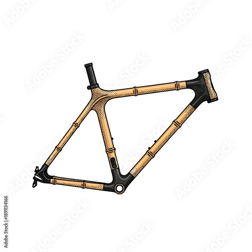 Vector Illustration of a Bamboo Bicycle Frame, Showcasing Eco-Friendly Design and Innovative Construction for Sustainable Cycling Adventures