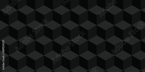 Minimal abstract black geometric cube creative concept triangle overlap square technology background. digital cubes fabric and wallpaper grid block texture background.
