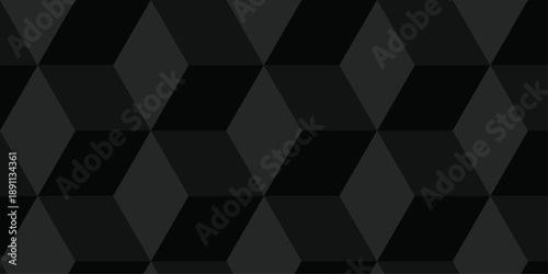Minimal abstract black geometric cube creative concept triangle overlap square technology background. digital cubes fabric and wallpaper grid block texture background.