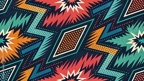 Vibrant geometric pattern with dynamic shapes