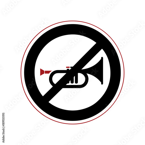 No Horn Traffic Sign Vector Icon. Sound Prohibited Traffic Symbol. Horn Forbidden Sign Icon.