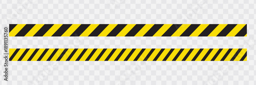 yellow and black diagonal stripes line on Transparent Background. Safety stripe warning caution hazard danger road vector sign symbol. Long danger ribbon. Vector illustration