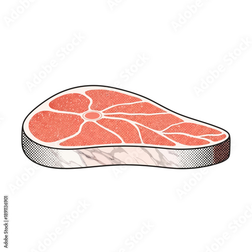 Vector Illustration of a Raw Cultivated Meat Cutlet, Ideal for Culinary and Food Industry Presentations, High Resolution