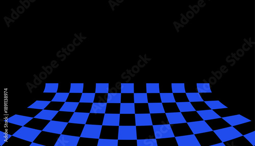 Blue and Black Checkered Floor Perspective.