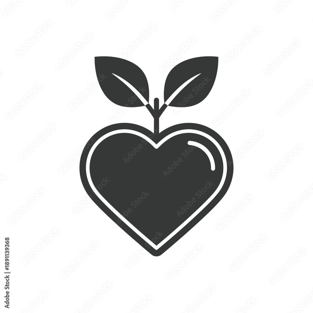 Fototapeta premium Growing heart icon symbolizes health and natural organic wellness development concept