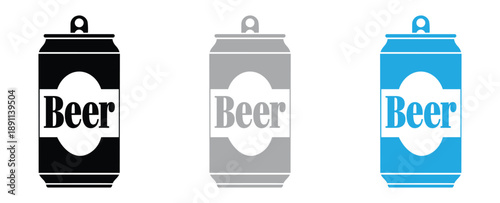 Tin can icon. Beer can icon. Symbol of beer or soft drink aluminum container to store the cola or soda in liquid form. Vector set of energy juice beverage packaging logo sign. 