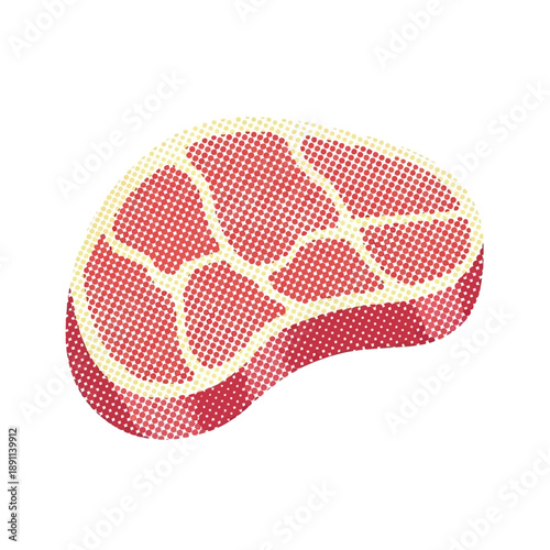 Vibrant Vector Halftone Steak Icon showcasing a modern food concept, symbolizing sustainable meat choices and innovative culinary future, perfect for diverse design projects