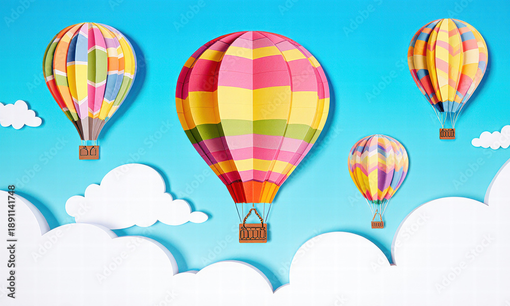Fototapeta premium Colorful Hot Air Balloons in a Sky Background