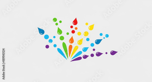 Vibrant multicolored droplets spreading out on light background symbolizing creativity and diversity in design