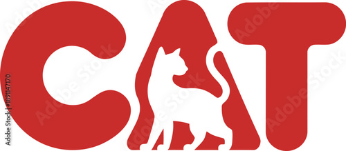 Red cat text with a white cat silhouette in the middle