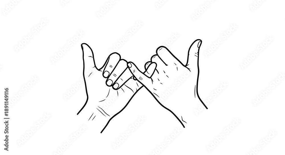 Obraz premium Two hands forming a pinky promise a gesture of friendship silhouette