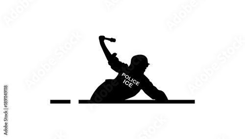 immigration police symbol, black isolated silhouette