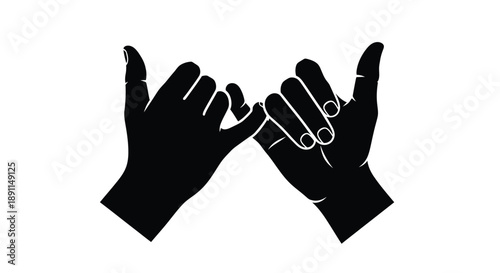 Two hands forming a pinky promise a symbol of friendship silhouette