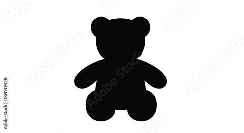 A simple black silhouette of a seated teddy bear toy silhouette