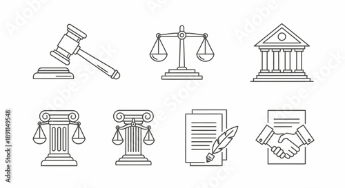 Legal icons law and justice symbols for business and professional use