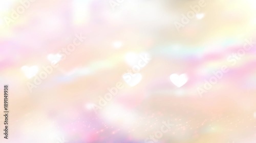 4K Abstract Soft Hearts Drifting Sideways on Warm Blurred Background, Seamless Loop Video for Presentation Headers, Music Visuals and Branding.