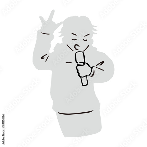 カッコいいラッパーのシルエット（白）