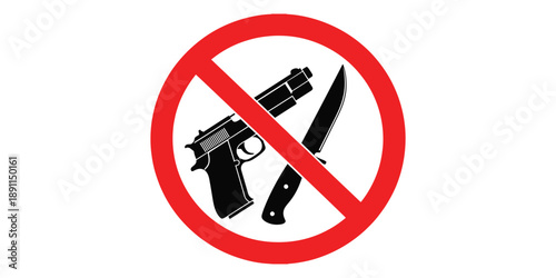 No guns or knives allowed sign isolated on white background
